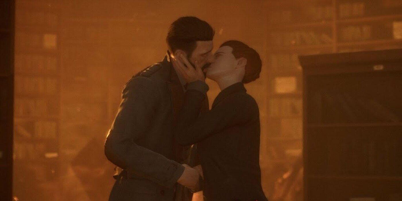 Jonathan and Elizabeth kissing in the ending of the game Vampyr