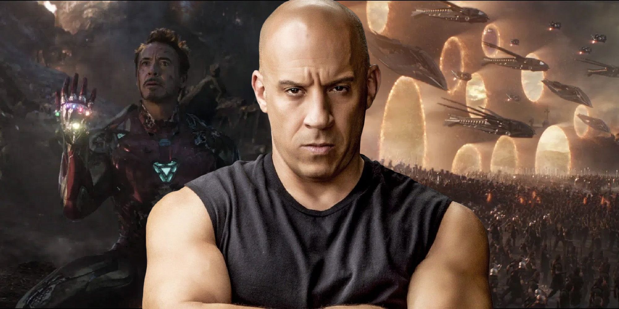 Vin Diesel Dominic Toretto Fast and furious Robert Downey Jr Ironman Avengers Endgame portals scene