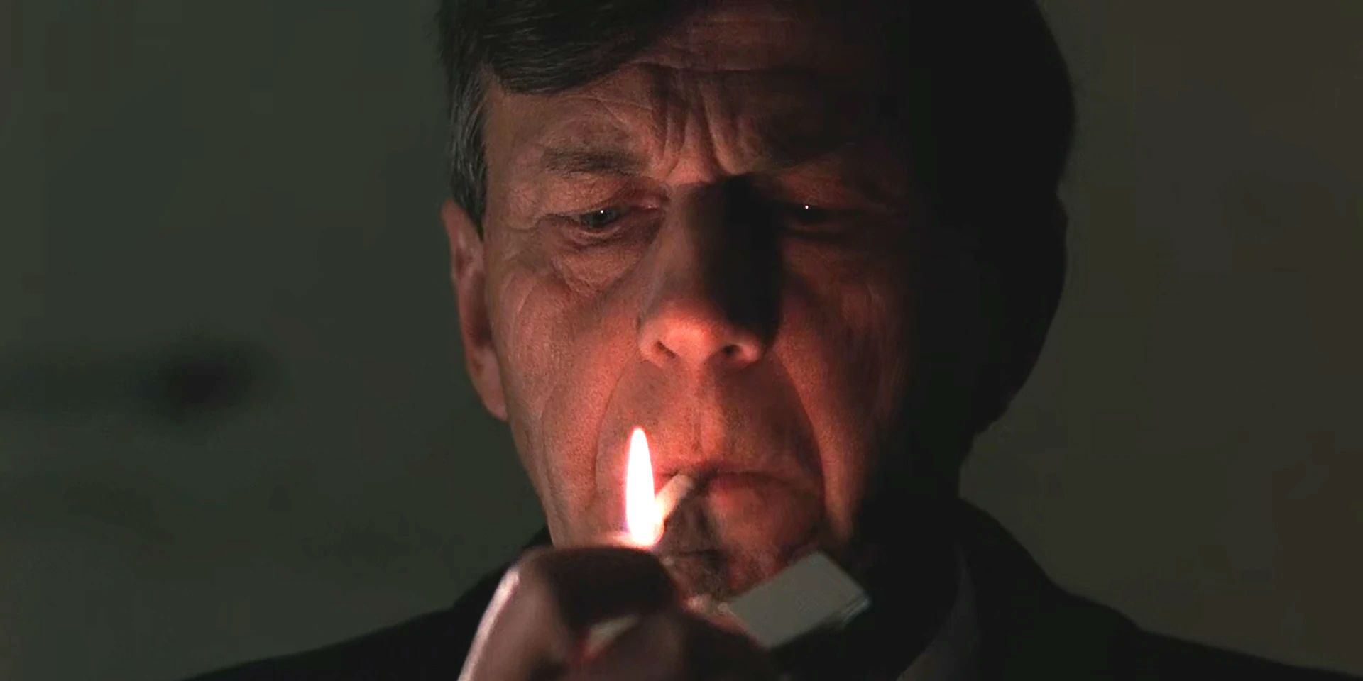 X-Files - William B Davis's Cigarette-Smoking Man lights a cigarette