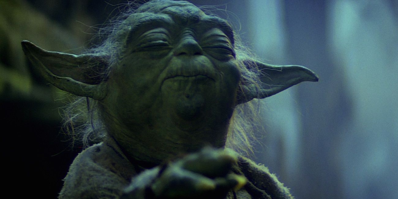 Yoda lifts Luke's X-Wing from the Dagobah swamp in The Empire Strikes Back