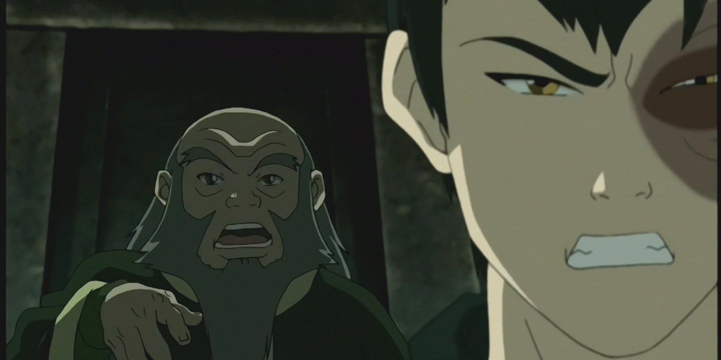 Tio Iroh gritando com Zuko em Avatar: The Last Airbender