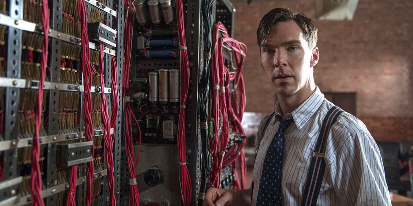 Alan Turing in front of his machine in The Imitation Game
