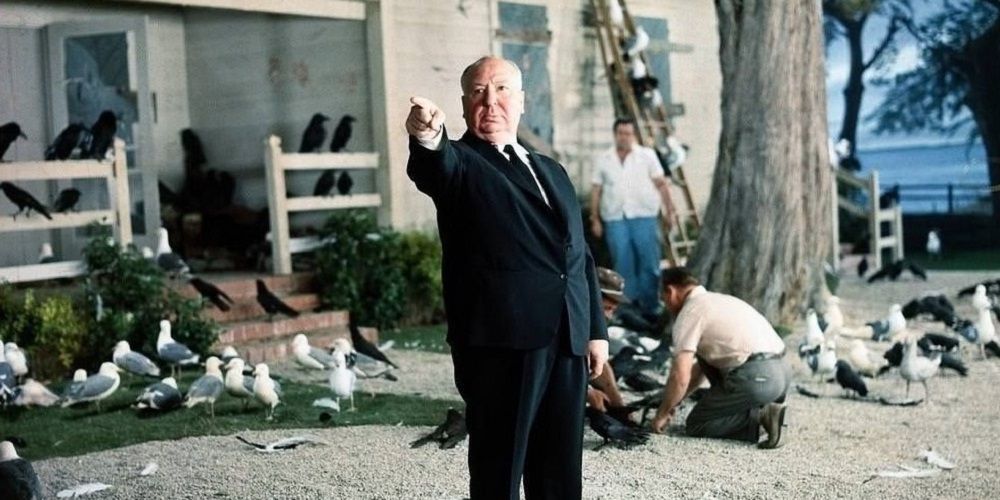Hitchcock on set of The Birds