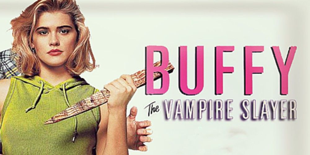 A title image for the Buffy the Vampire Slayer movie featuring the title text and Buffy holding a stake