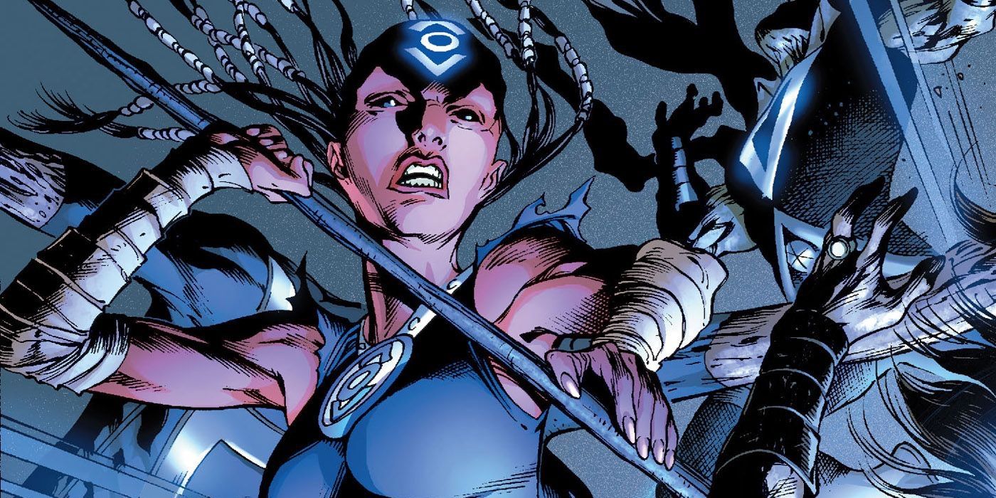 Indigo-1 attacking with a spear.