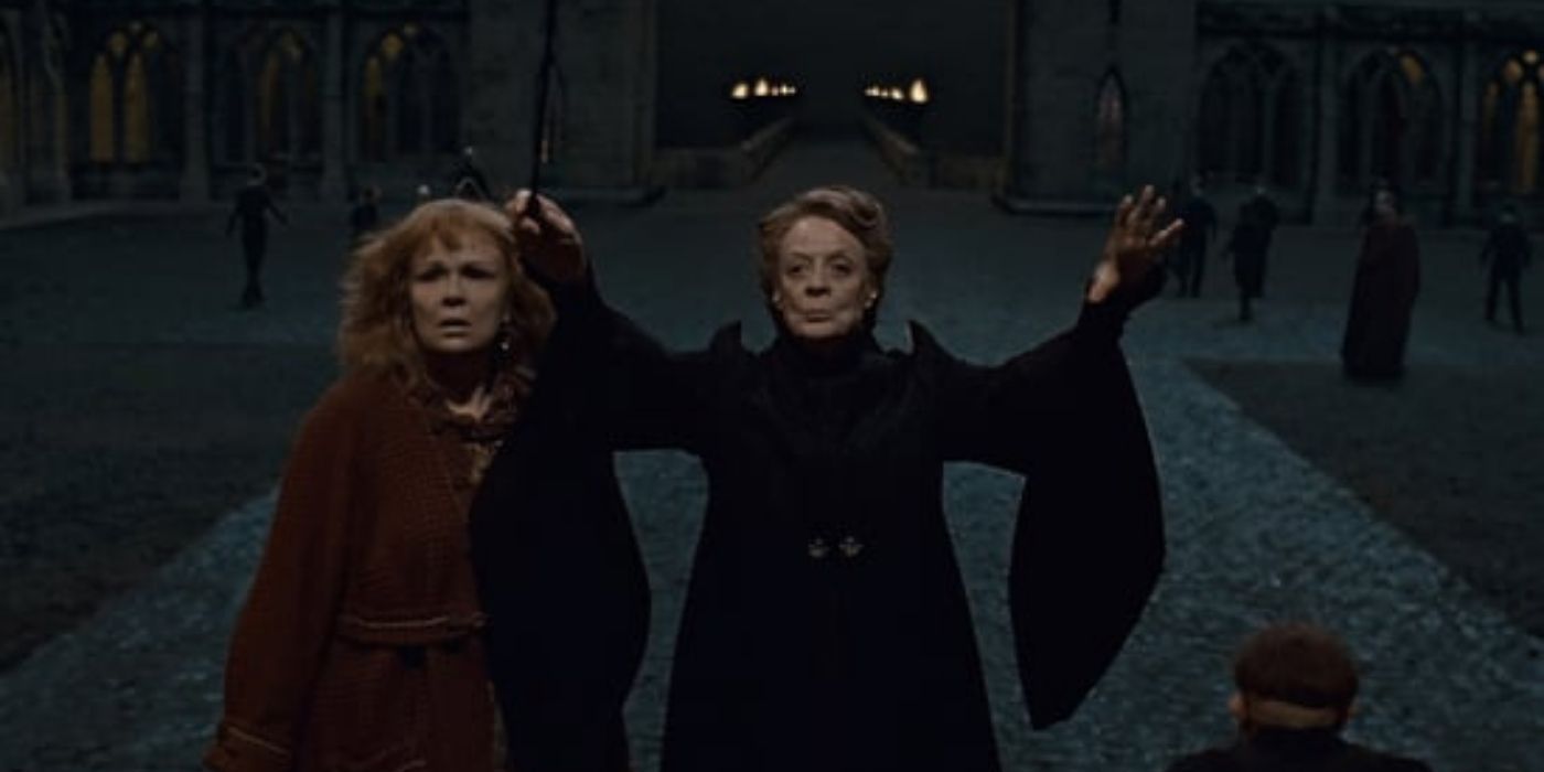 Professor McGonagall rallies Hogwarts' protectors in The Deathly Hallows
