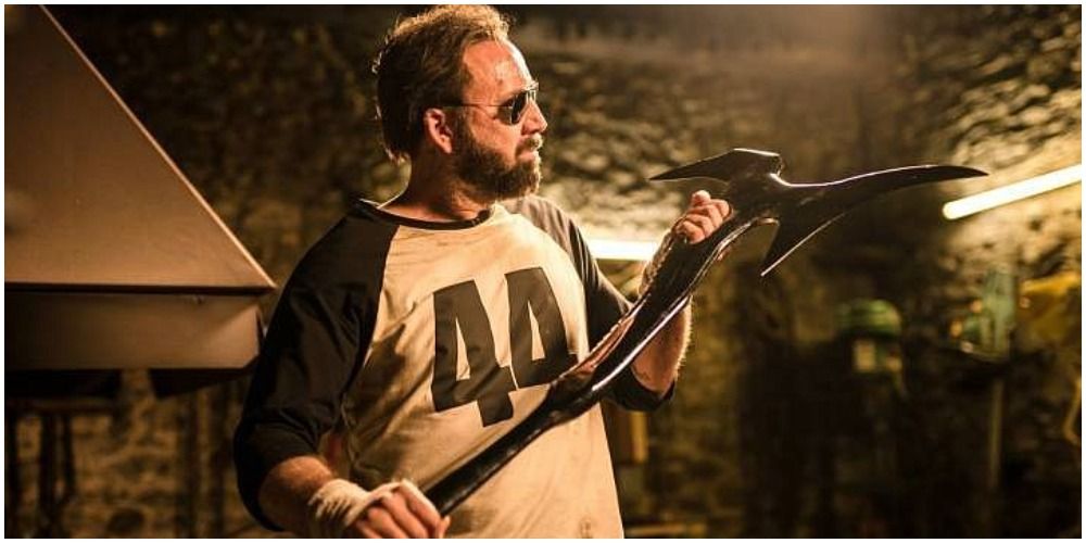 Nicolas Cage holding an axe in Mandy