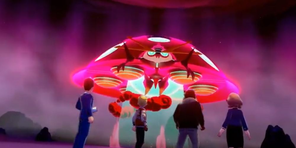 Gigantamax Orbeetle in a max raid battle in Pokemon Sword and Shield