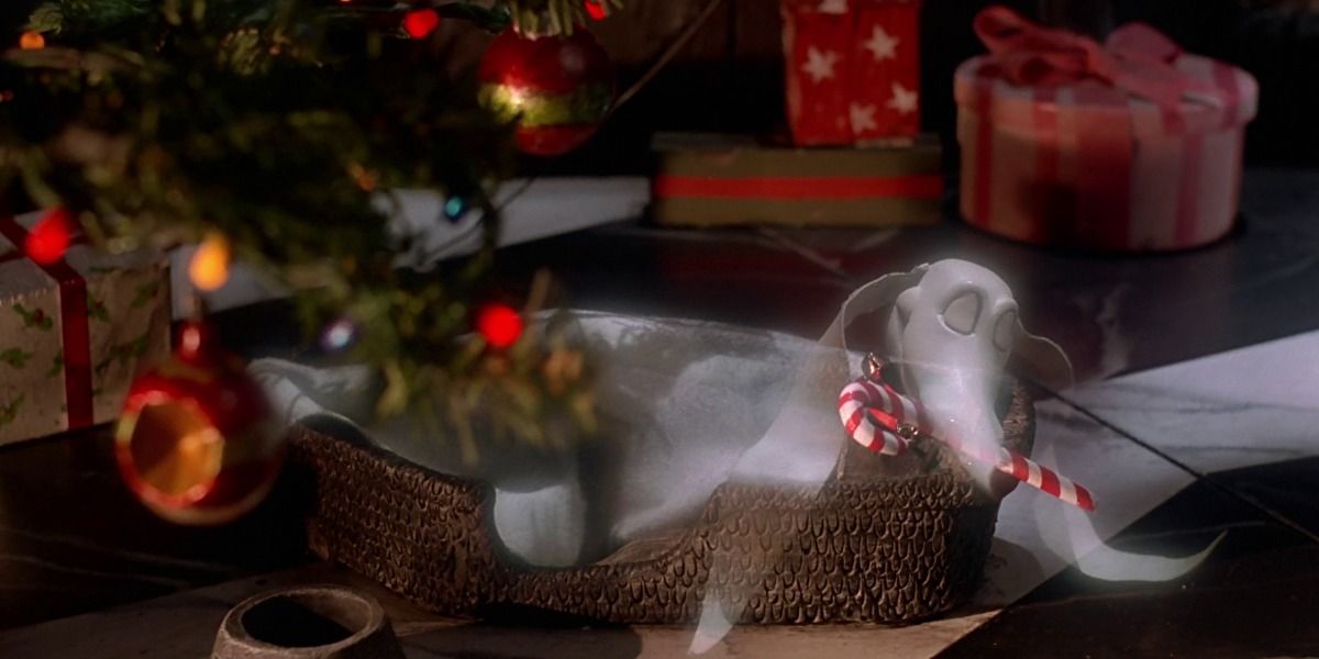 Zero sleeping in a basket in The Nightmare Before Christmas