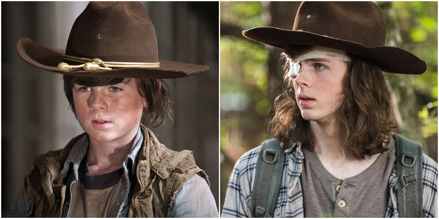 carl grimes young old walking dead