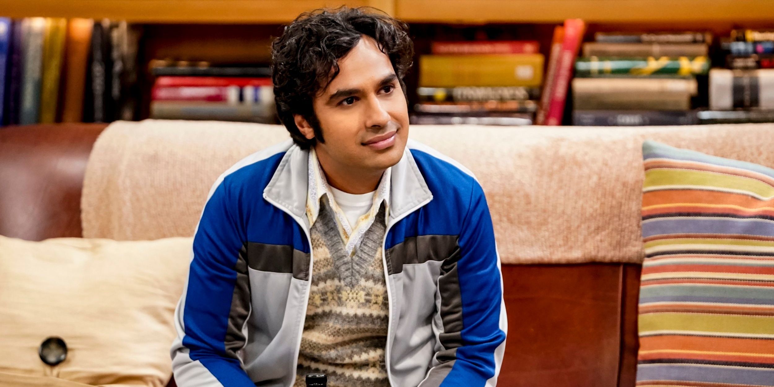 Raj wearing a sweater and a blue jacket on The Big Bang Theory