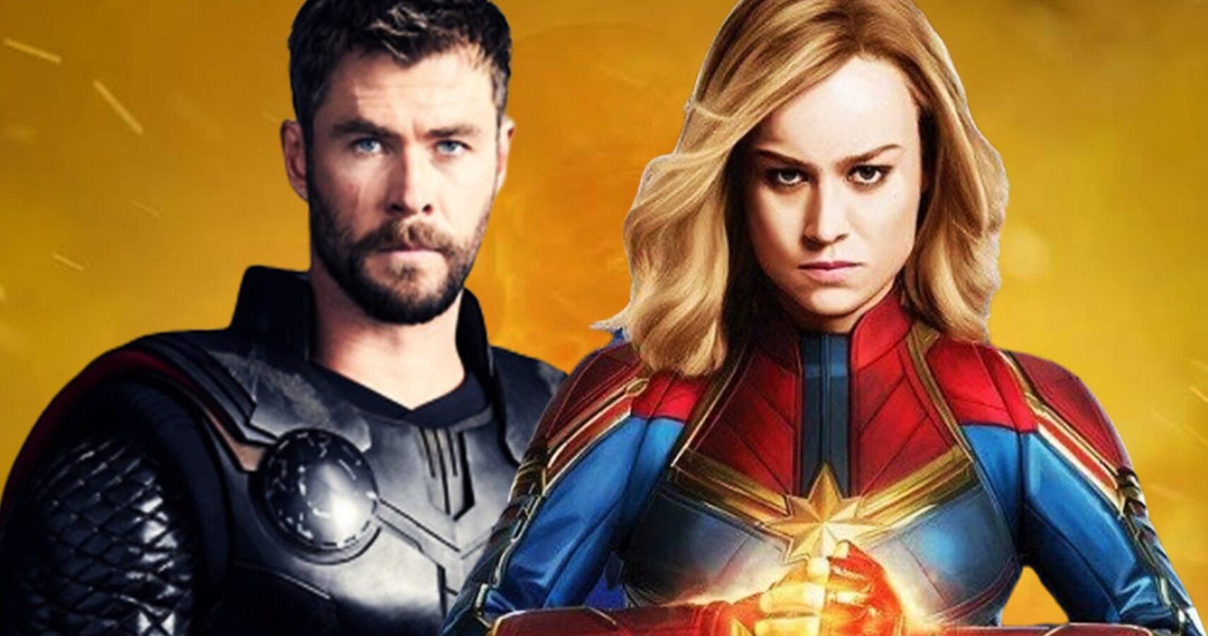 A blended image of Thor and Captain Marvel from the MCU