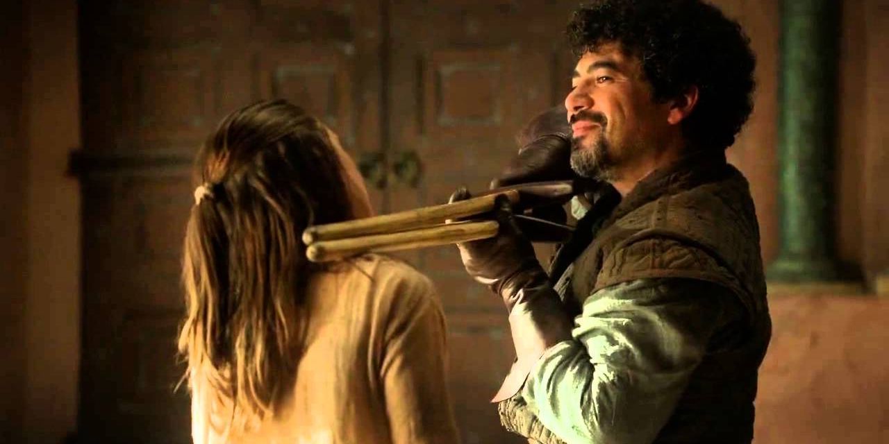 Syrio Forel teaches Arya with wooden swords Game of Thrones
