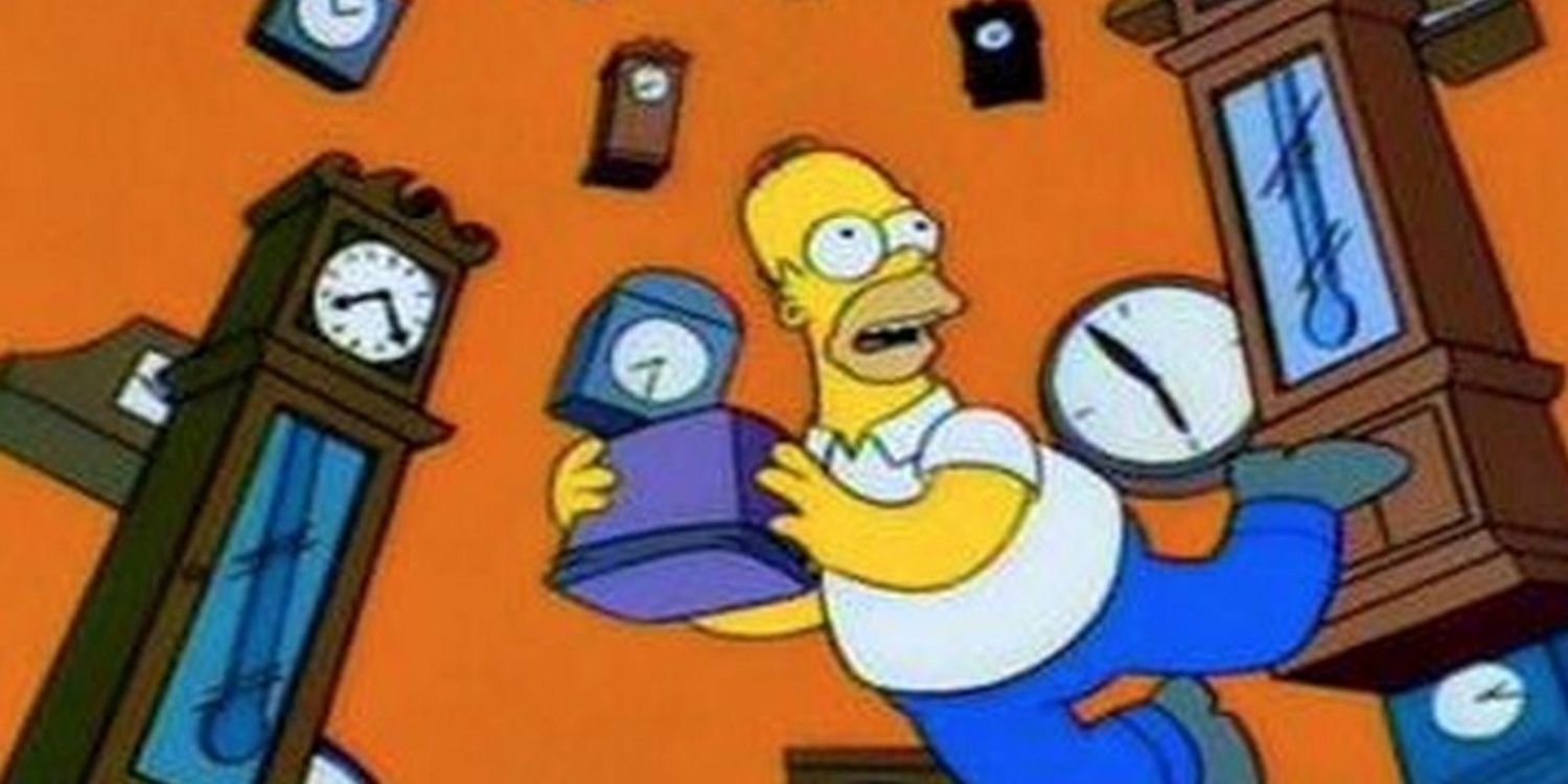 Homer in the toaster time machine in The Simpsons