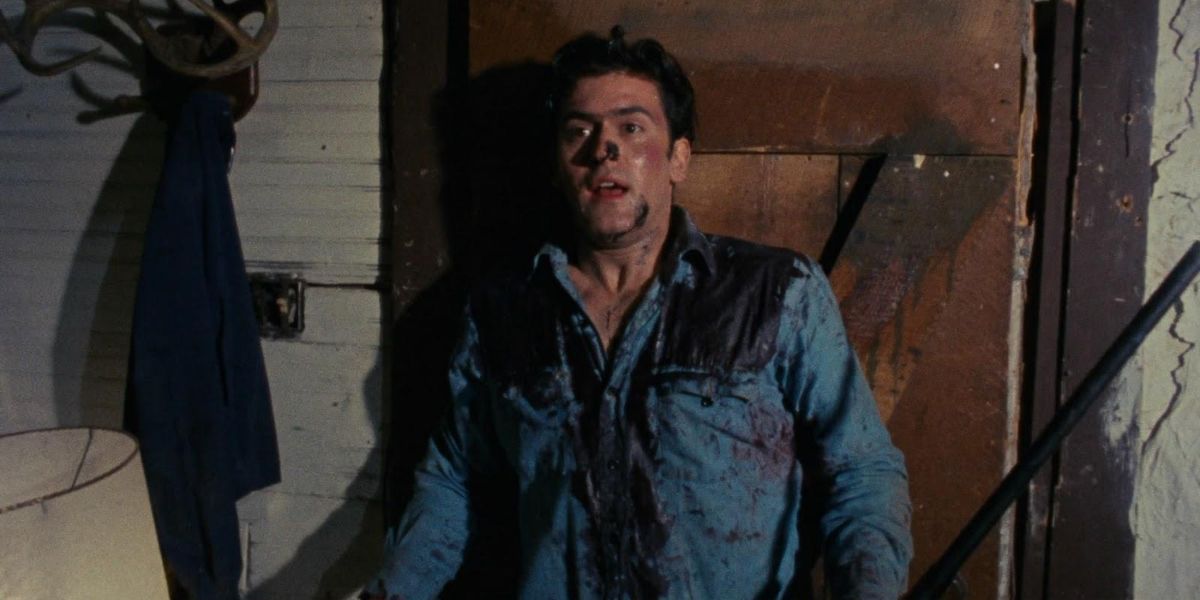 Ash looking tired in The Evil Dead 1981