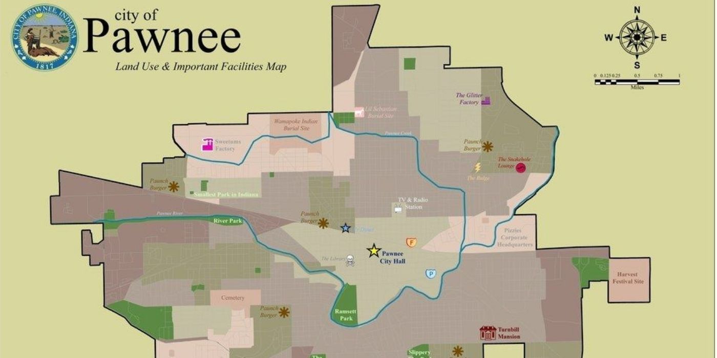 the pawnee city map - parks and rec