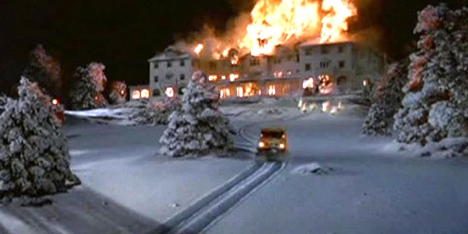 The hotel explodes in the 1997 miniseries version of The Shining.
