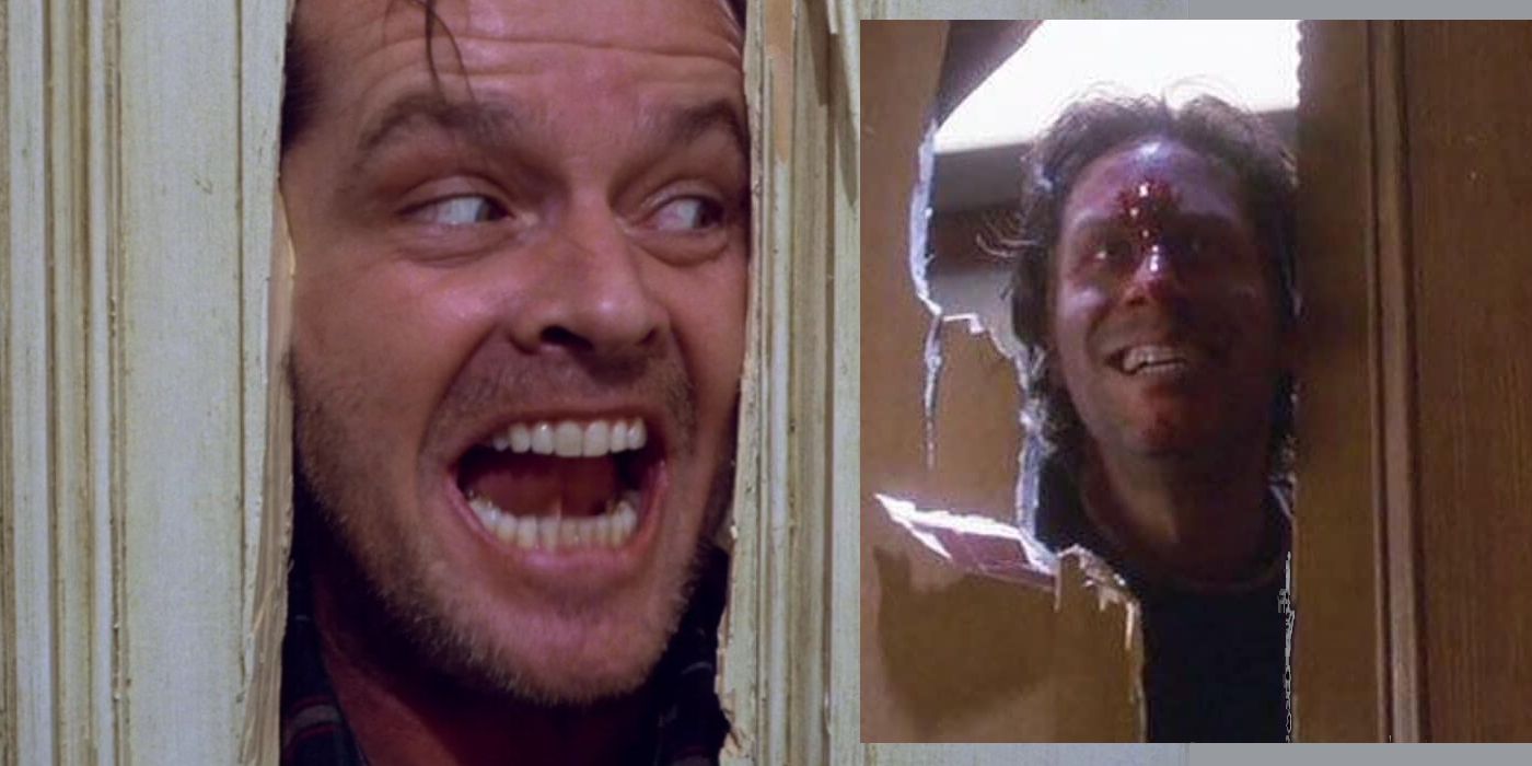 Jack Nicholson and Steven Webber both play Jack Torrance busting through a door.