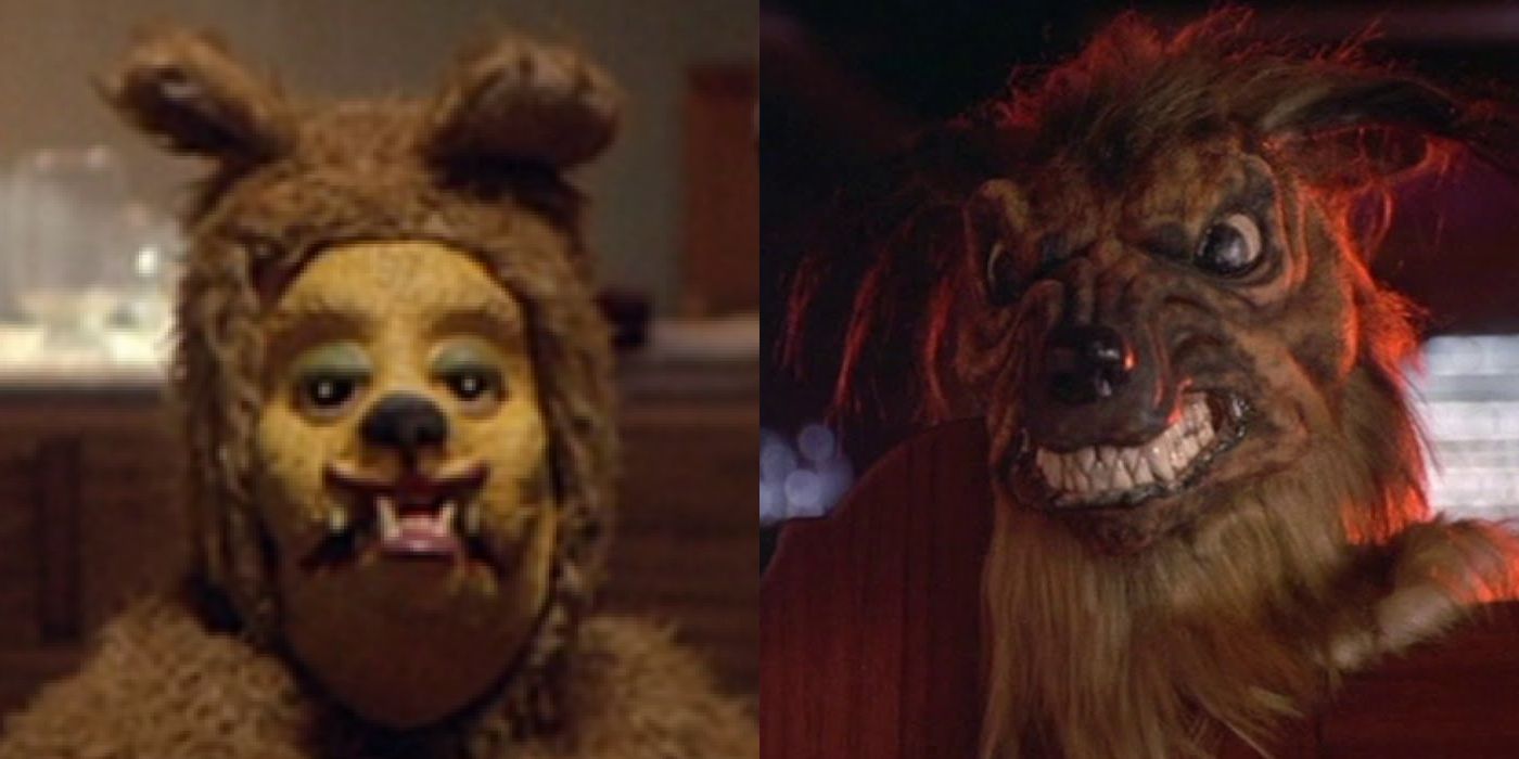 The bear costume vs. the wolf mask in Kubrick's The Shining vs. the miniseries version.