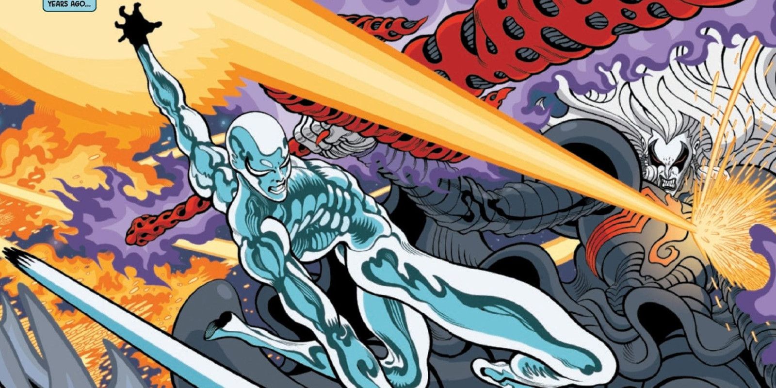 Silver Surfer time travels to the dawn of time.