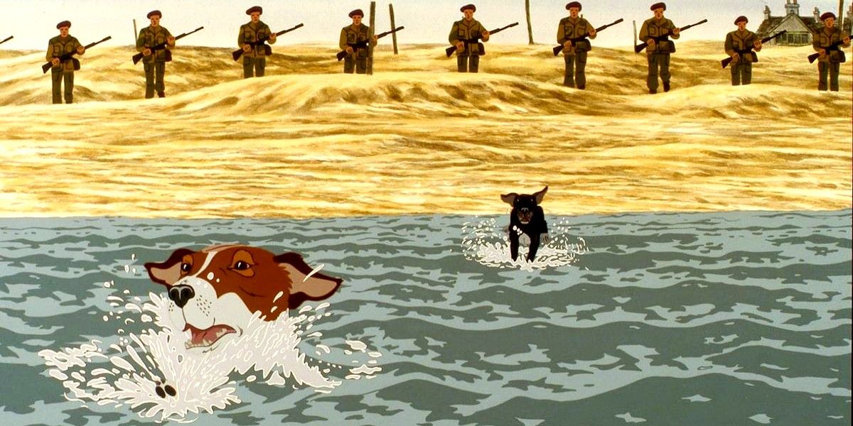 The Plague Dogs running through water