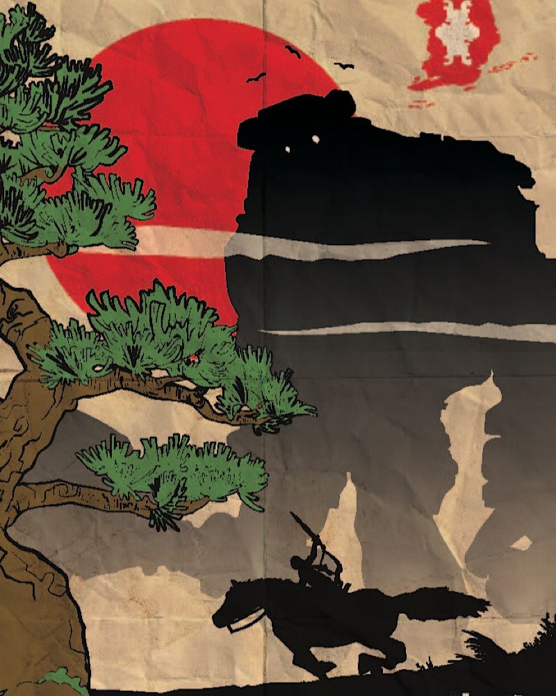 Shadow of the Colossus reimagined with Japanese style fan art