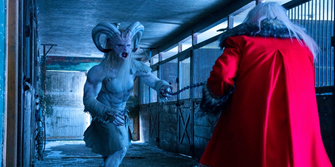 Krampus vs Santa in the stables in A Christmas Horror Story