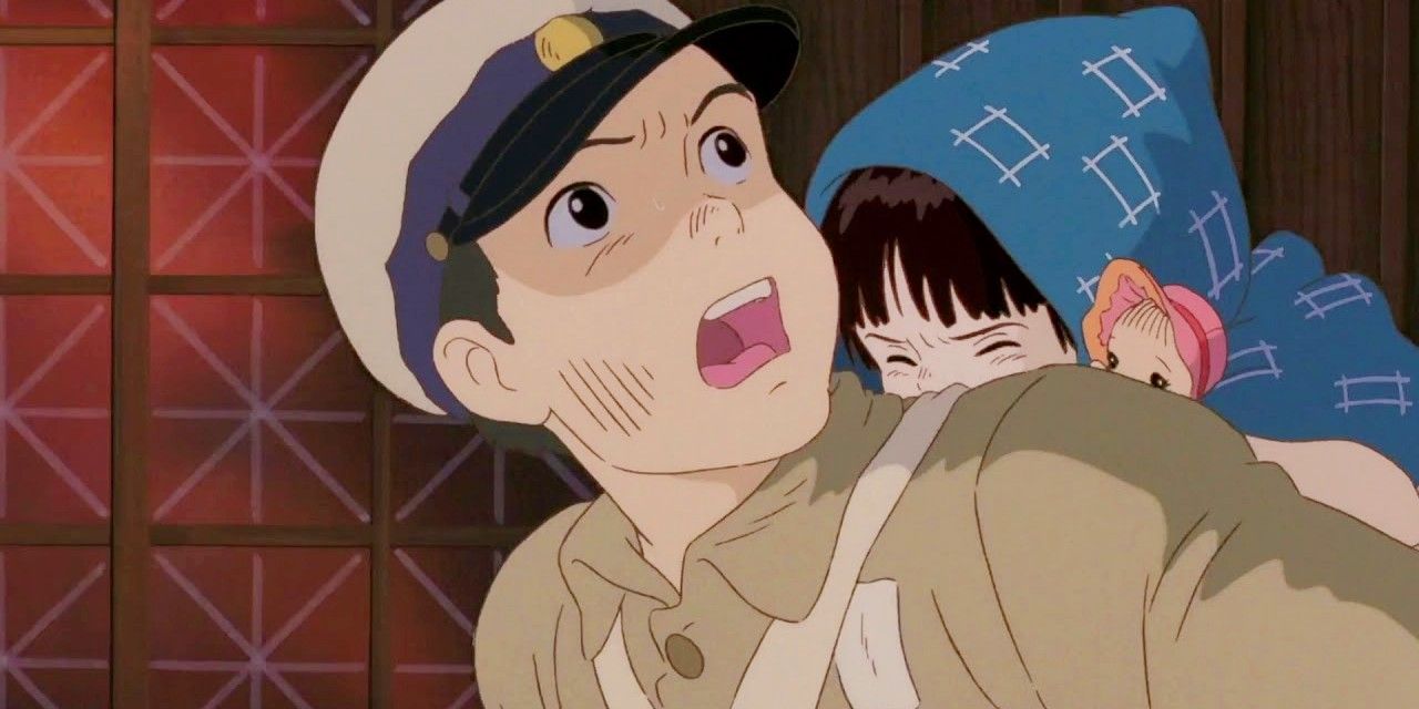 Image of the boy carrying his little sister in Grave of the Fireflies.