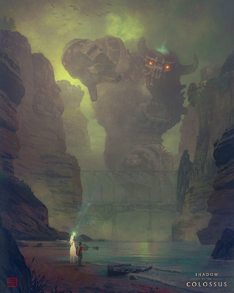 Ico looking up at Gaius in Shadow of the Colossus Fan Art