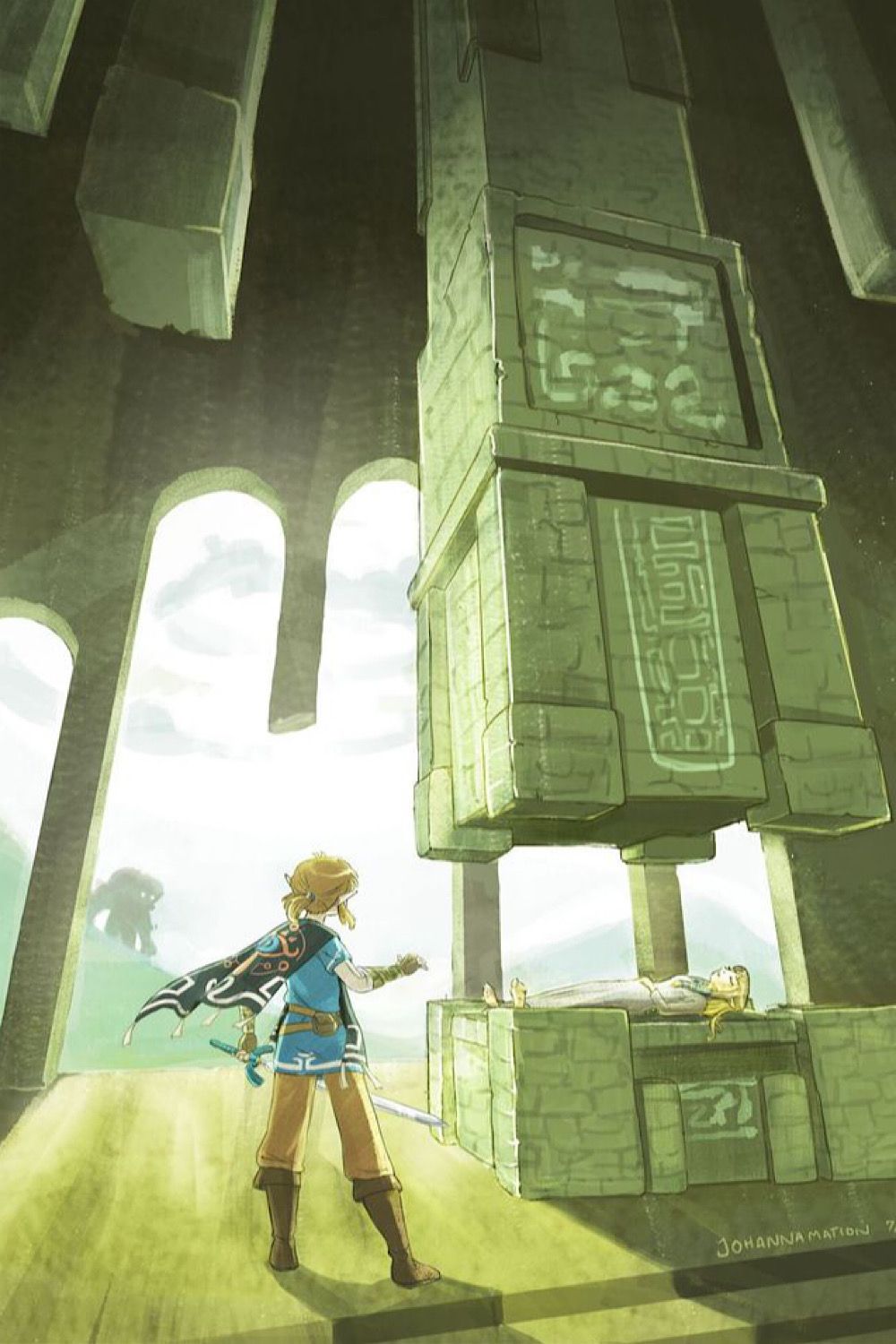 Zelda and Shadow of the Colossus crossover fan art