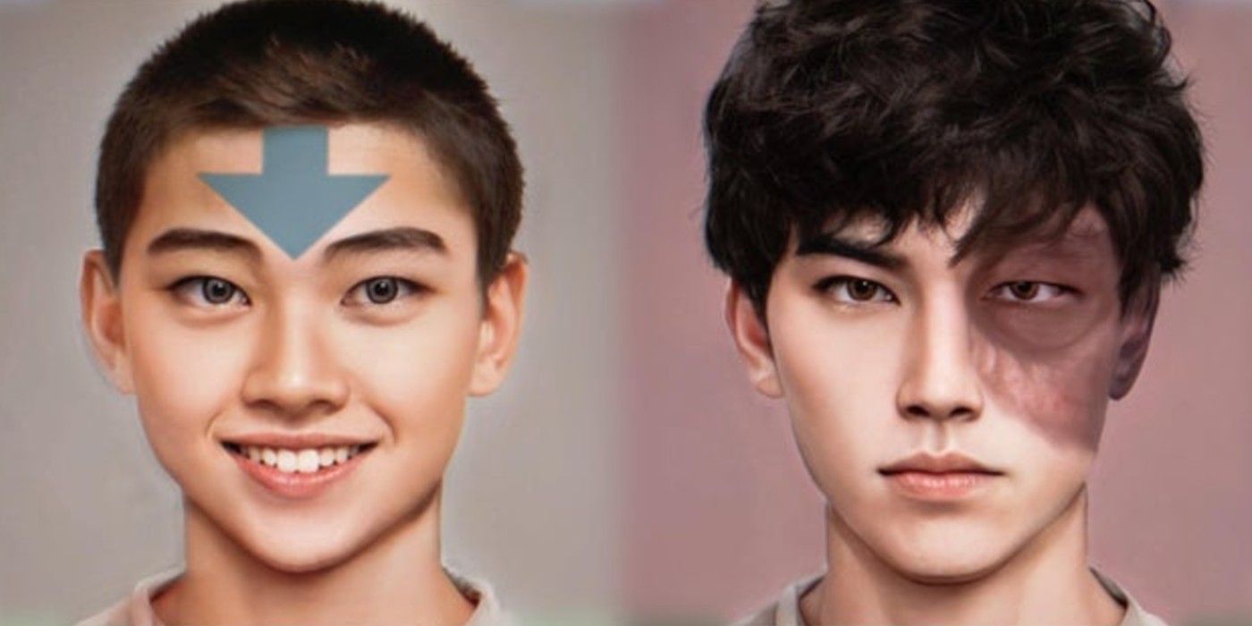 Aang and Zuko in live-action Avatar art