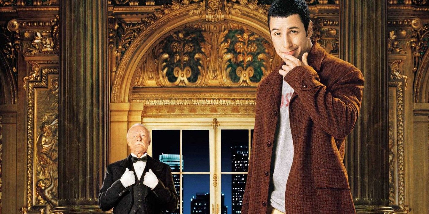 Adam Sandler rubs his chin in Mr. Deeds