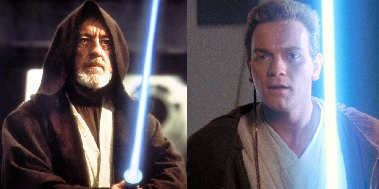 Alec Guinness and Ewan McGregor as Obi-Wan