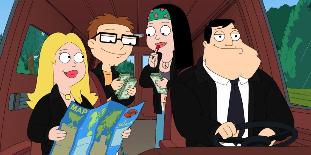 The Smith family in the car in American Dad 