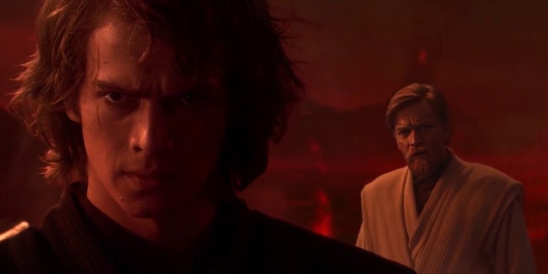 Anakin and Obi-Wan on Mustafar in Revenge of the Sith