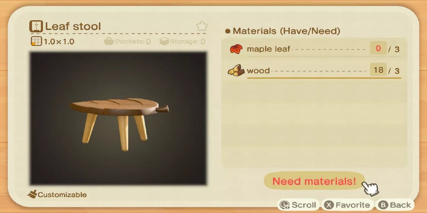 Animal Crossing Maple Leaf Event leaf stool