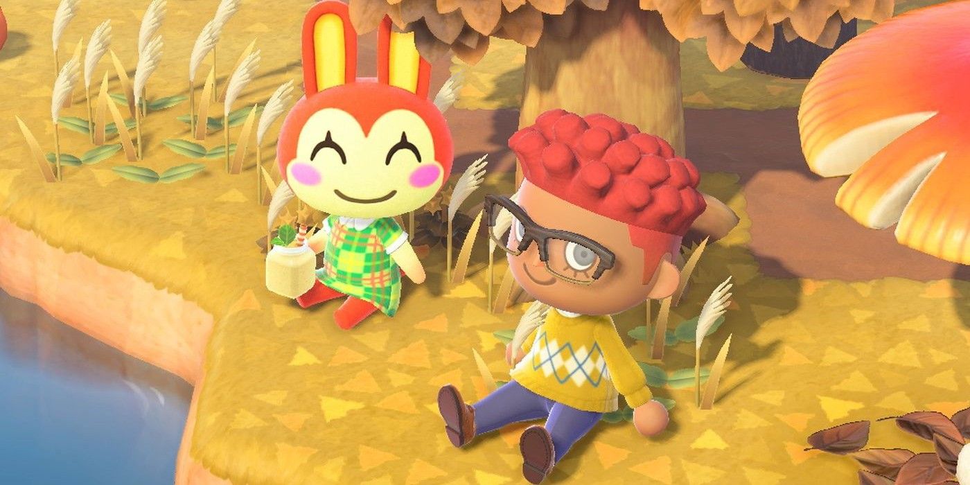 A player uses the Sit Down Reaction in Animal Crossing: New Horizons