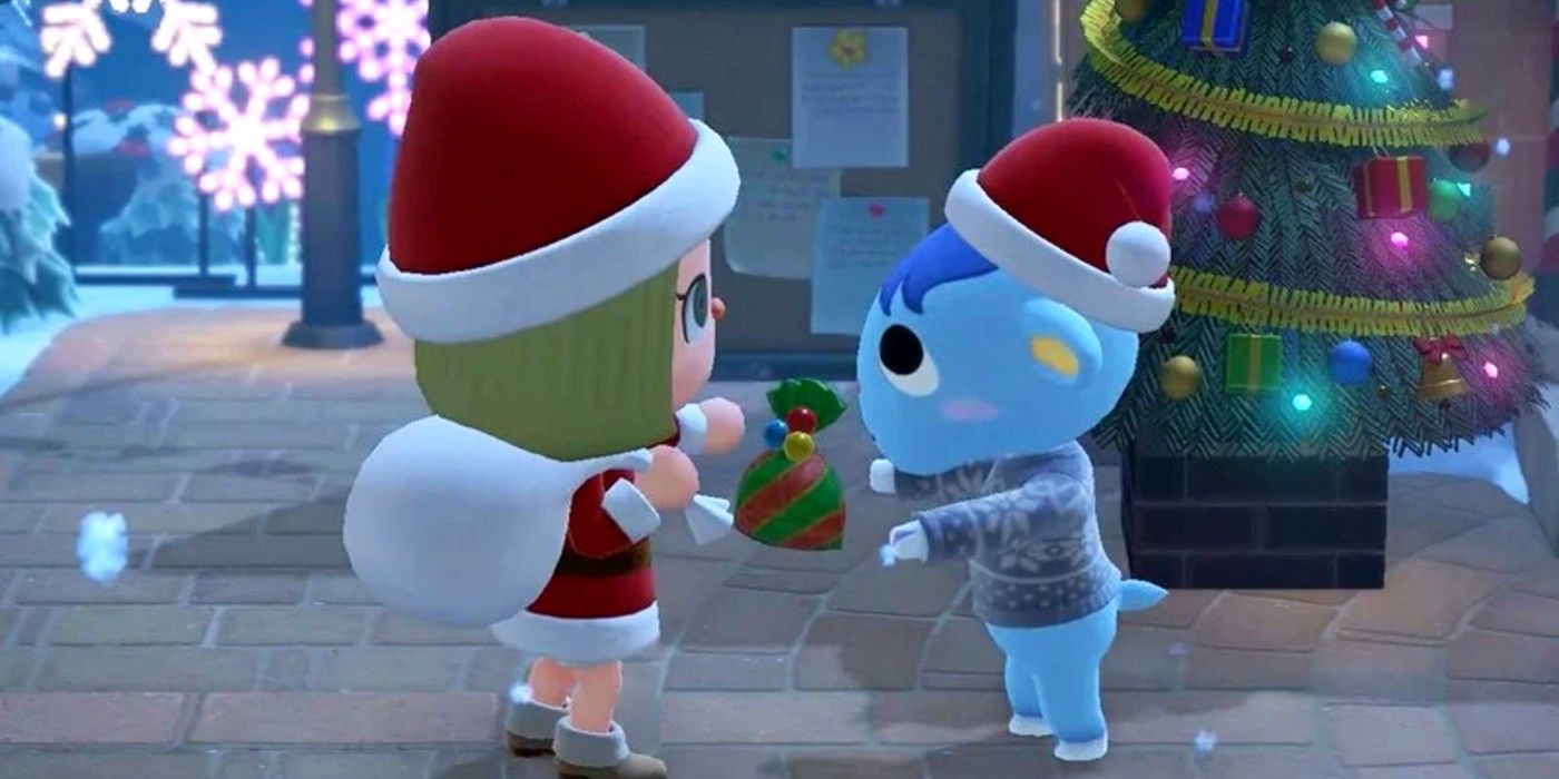 A player gives toys to her villagers on Toy Day in Animal Crossing: New Horizons