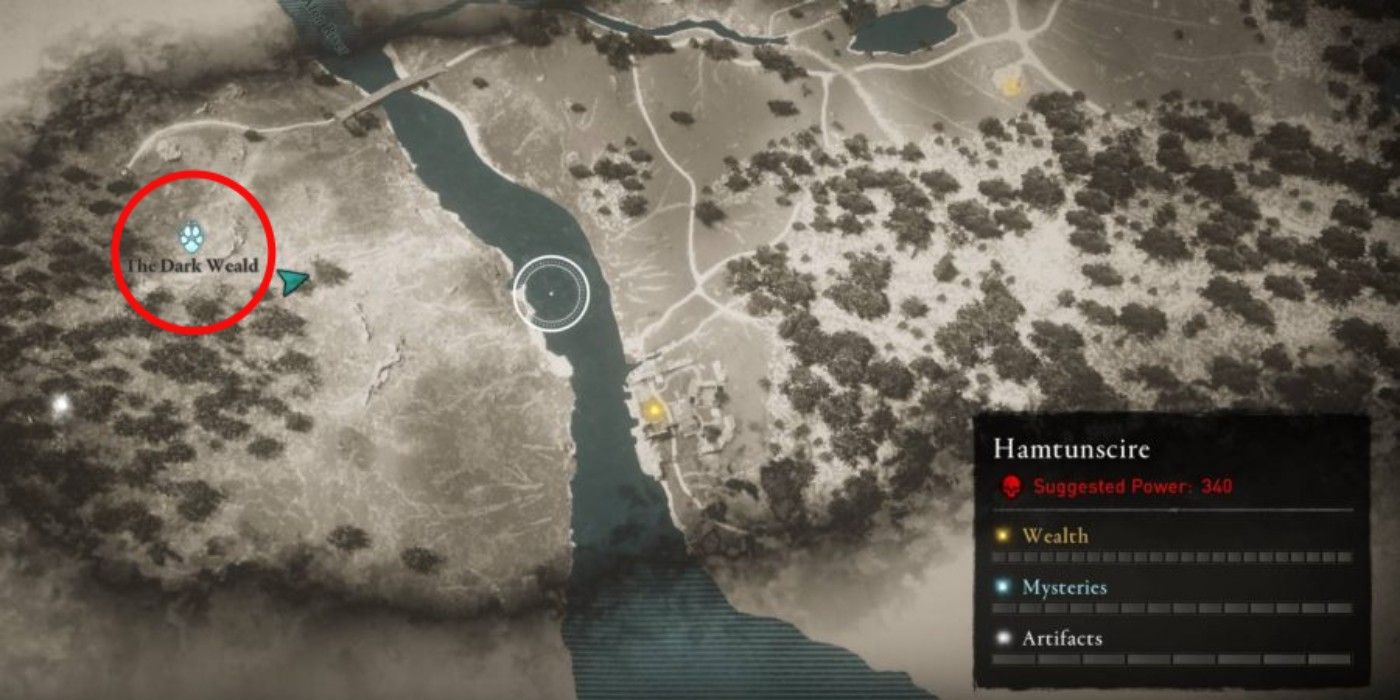 The map location of the Wildcats of the Weald in Assassin's Creed: Valhalla