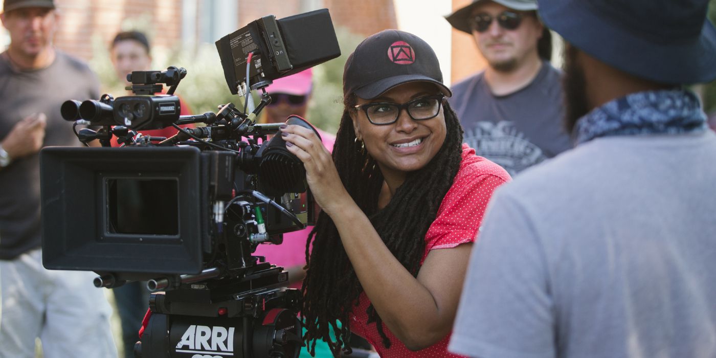 Ava Duvernary behind the camera on set of Selma