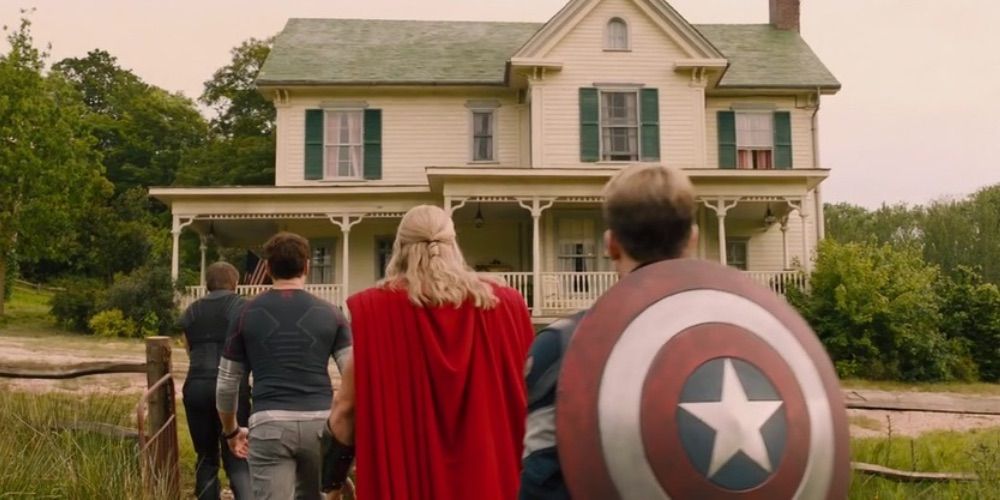 The Avengers arrive at Hawkeye's farm in Age of Ultron.