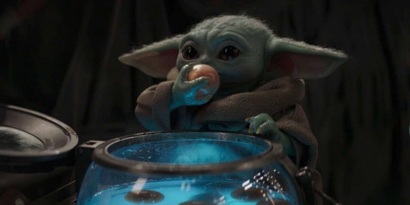 Grogu, The Child, eats the Frog Lady's eggs in The Mandalorian