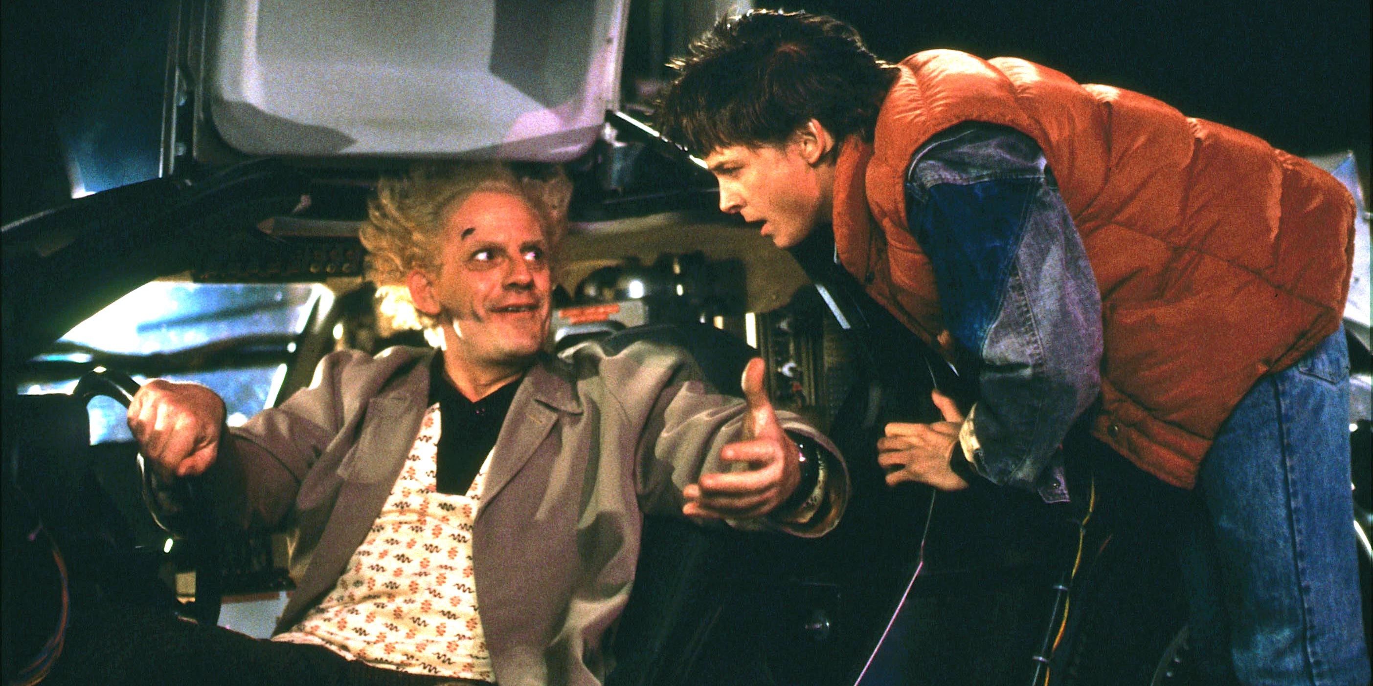 Marty McFly talks to Doc Brown in Back To The Future