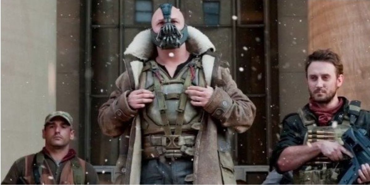 Bane in front of Blackgate in The Dark Knight Rises
