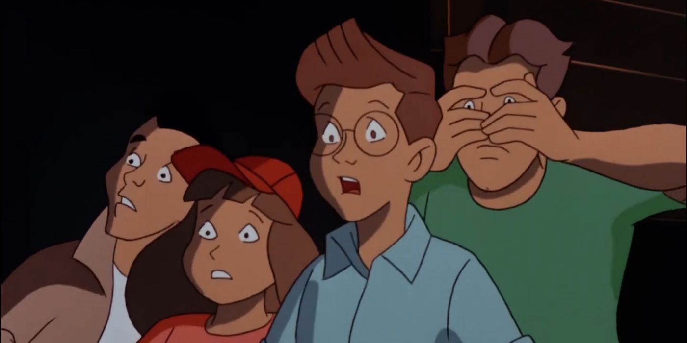 Sherman and his friends in I've Got Batman In My Basement of Batman: The Animated Series