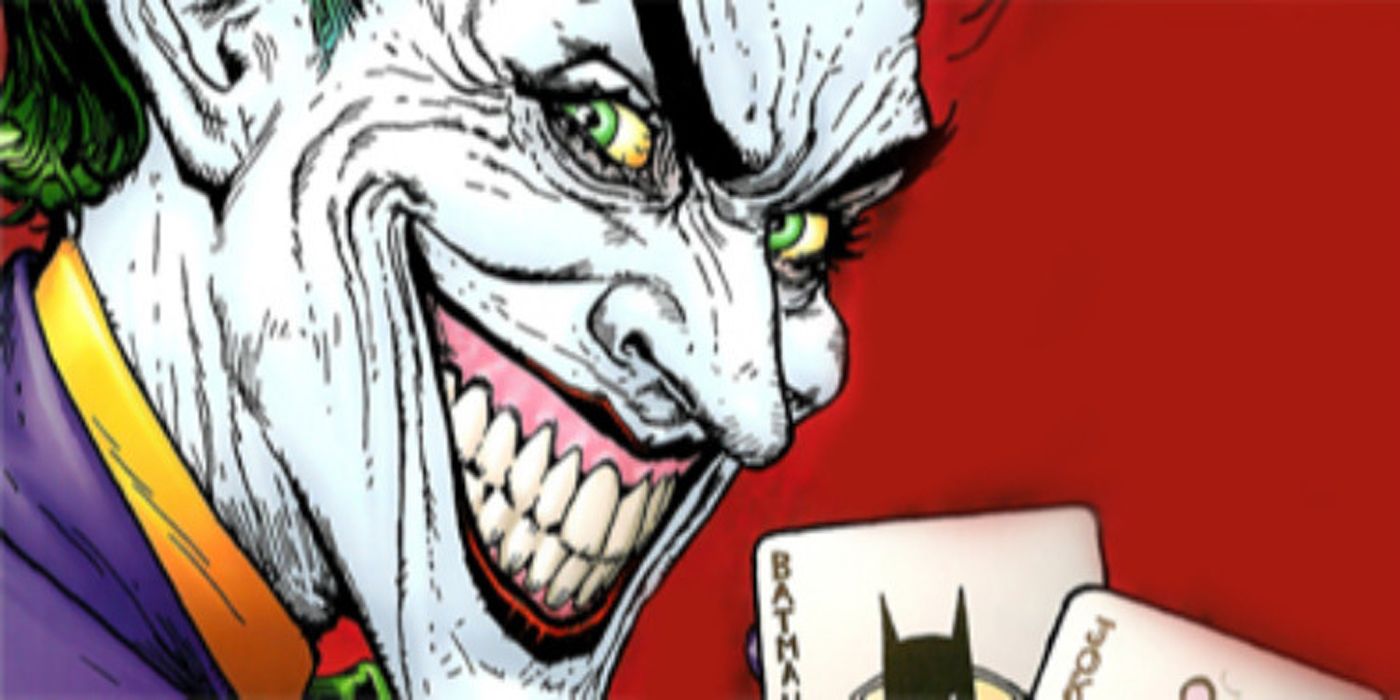 Batman: The Man Who Laughs cover art with Joker holding playing cards