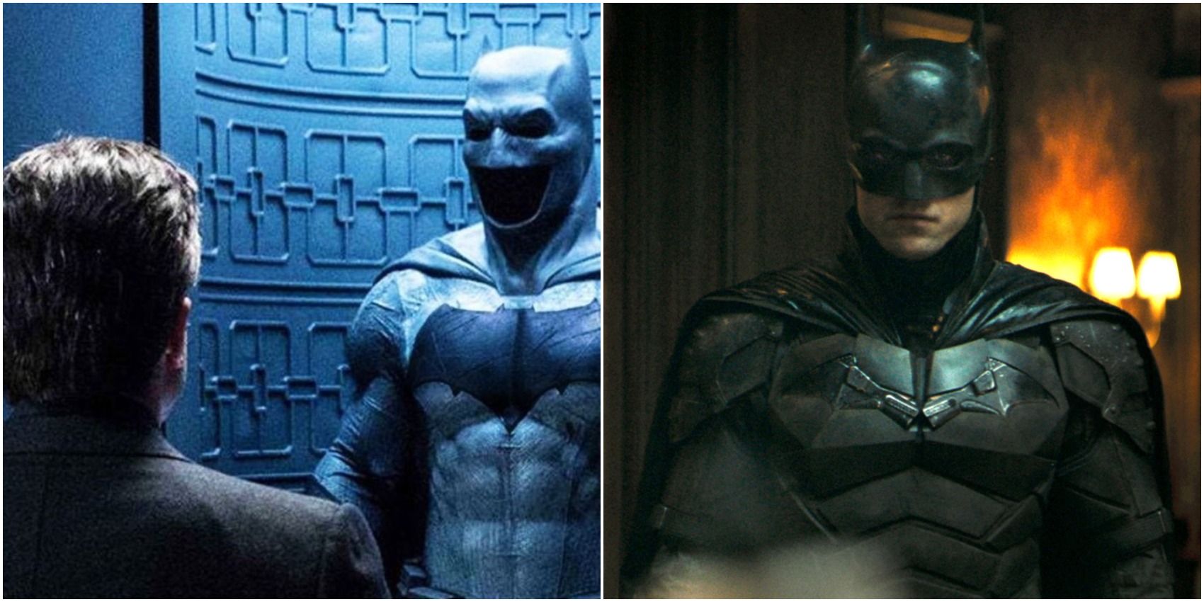 Ben Affleck's Batman in Batman v Superman and Robert Pattinson as the titular superhero in the trailer for The Batman