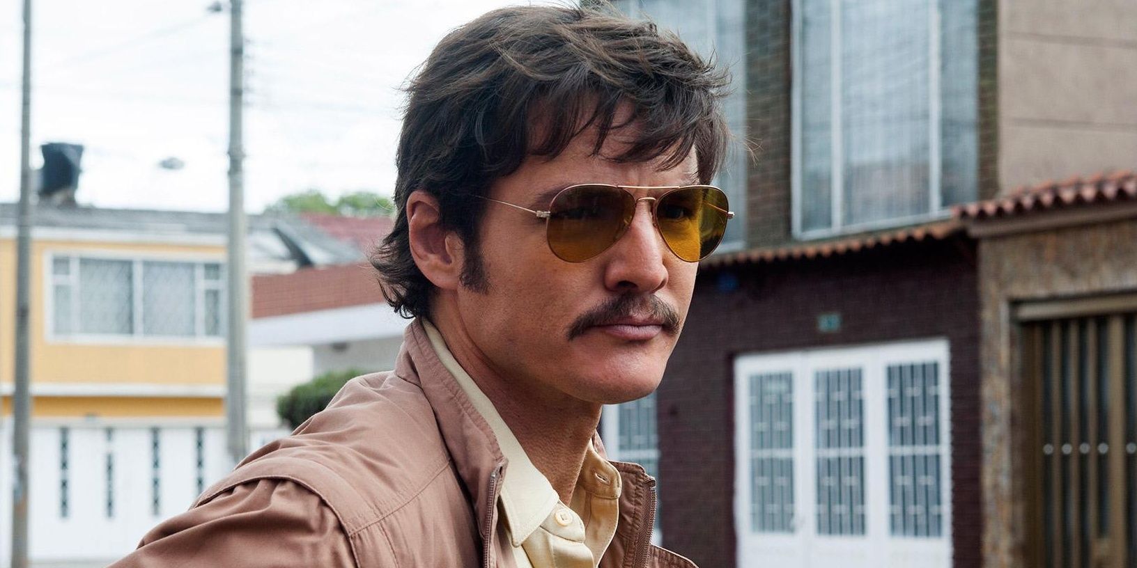 Pedro Pascal with sunglasses on in Narcos