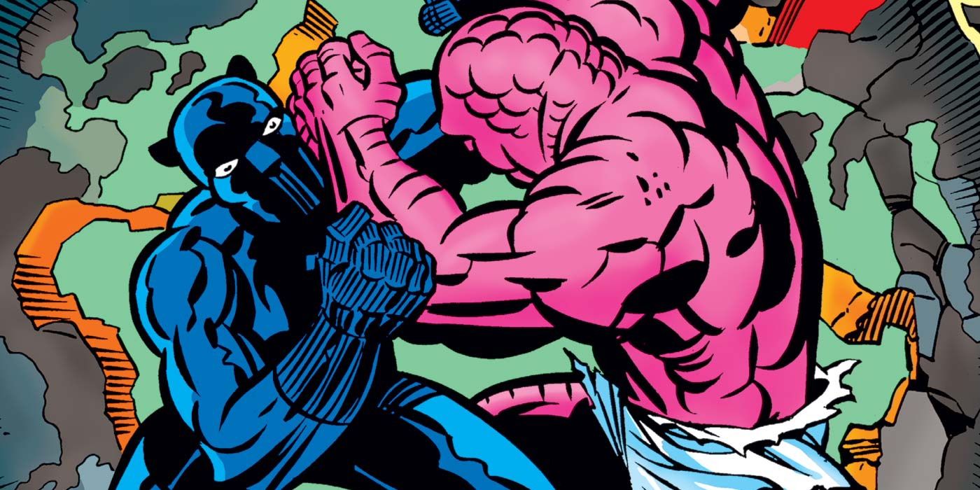 Black Panther battles Jakarra in Marvel Comics.
