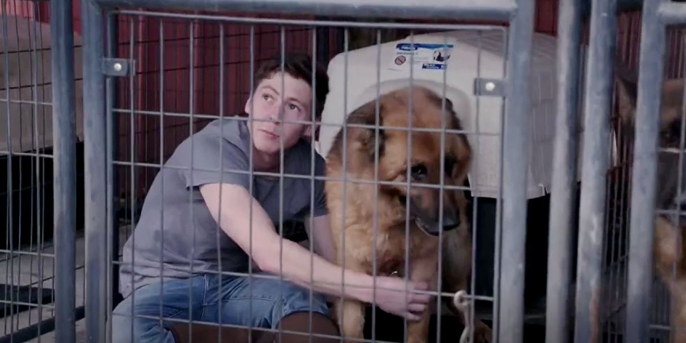 Brandon Gibbs In 90 Day Fiance with pet dog inside cage